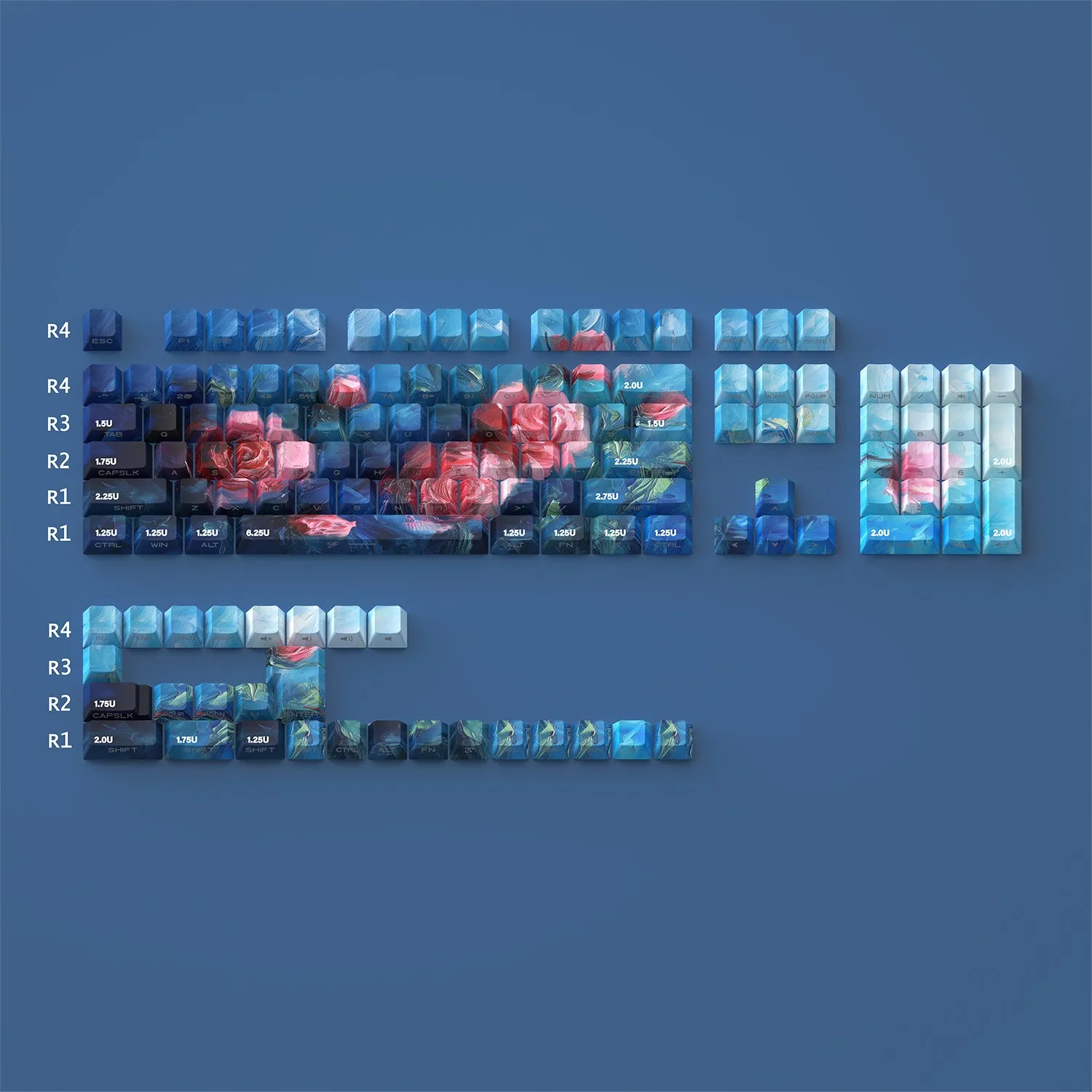 XVX  Rose Garden Cherry Profile Side-Print Dye-sub PBT Keycap Set (130-Key)