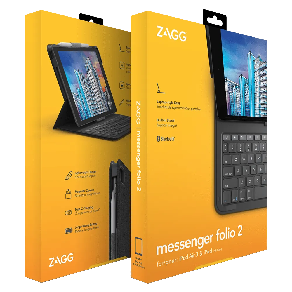 ZAGG Messenger Folio 2 Keyboard and Case for Apple iPad 10.2 / Air 10.5 / Pro 10.5 by ZAGG